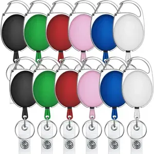6/12 Pack Retractable ID Badge Holders, Heavy Duty Carabiner Reel for Nurses & Teachers