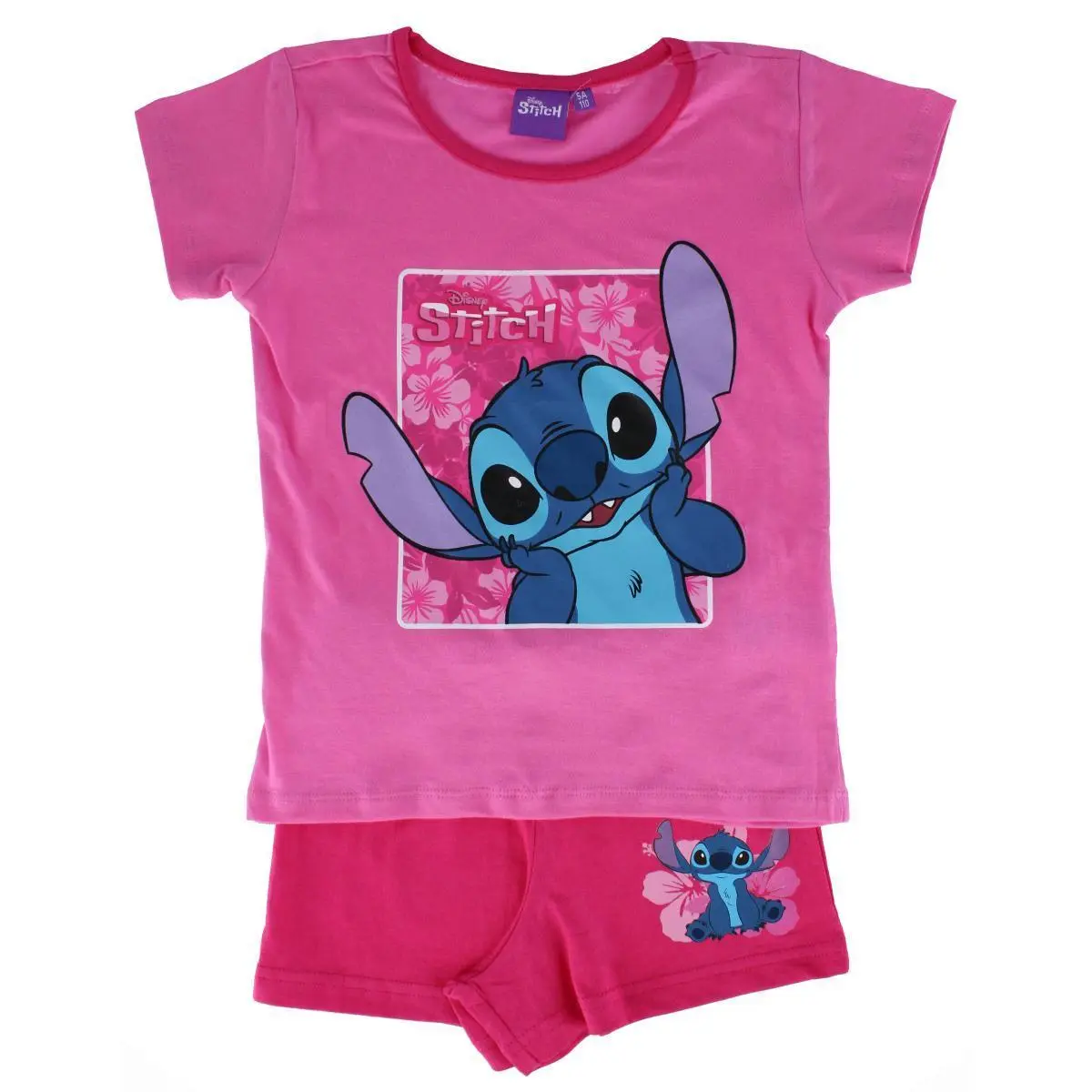 Textiel Trade Pajama Set for Girls, Soft Cotton Lilo & Stitch 2-Piece Casual Sleepwear with Floral Print Shorts, Casual Comfy Pajama, Sleepwear Pajamas