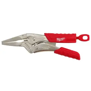 6 in. Torque Lock Long Needle Nose Locking Pliers with Durable Grip Red Handle Tool