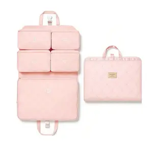 Hanging Travel Organizer with Compression Packing Cube, Multi-Layer Storage for Socks Underwear & Bras, Foldable Luggage Organizer for Suitcase and Carry-On Travel  storage bag portable cosmetic large capacity storage bag set toiletry lightweight