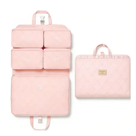 Hanging Travel Organizer with Compression Packing Cube, Multi-Layer Storage for Socks Underwear & Bras, Foldable Luggage Organizer for Suitcase and Carry-On Travel  storage bag portable cosmetic large capacity storage bag set toiletry lightweight summerwi