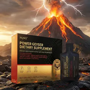 NQNQ Power Geyser Black Honey Energy Supplement with Maca, Shilajit, Ginseng & Wolfberry - Natural Liquid Sachets, Tropical Flavor (15 Pack, 20ml)