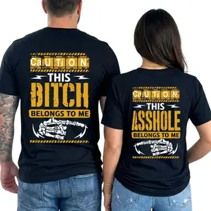 Matching Couple Shirt This Assh0le-Biitch Belongs To Me Graphic Couple Shirt Casual Fleece Fabric Pullover for Women for Men, Perfect Gift Classic Menswear Cotton Unisex