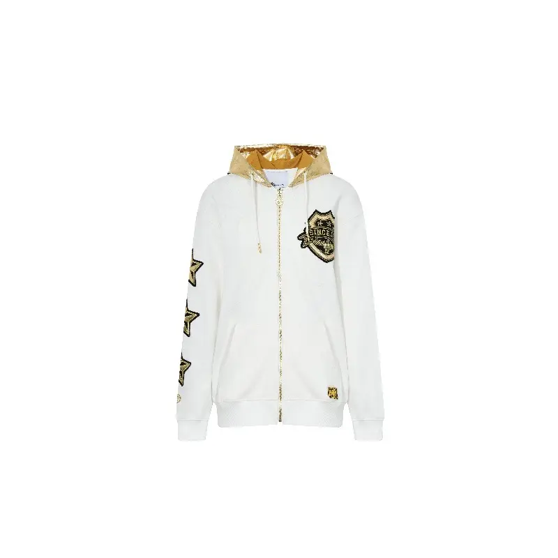 TCH-B White,Hoodie ,Patchwork,Print,Golden