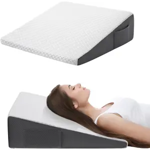 7.5" Bed Wedge Pillow for Sleeping After Surgery, Back Support, Leg Elevation, Gerd Acid Reflux, Neck Pain, Snoring, Cooling Memory Foam Triangle Incline Wedge, Removable Washable Cover