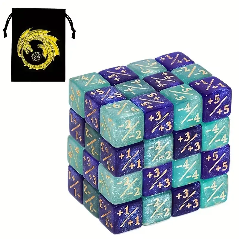 48-piece MGETRADE MTG Dice Set, Polyhedral dice set, including 1/1 & -1/-1 tokens, 12mm cubes, and a dragon emblem printed bag, suitable for collectible card game tournaments, parties, an ideal gift for MTG enthusiasts