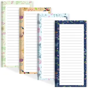 Magnetic Notepads for Refrigerator - Flower Design, 50 Sheets Per Pad, 4 Pack Memo Pads for Grocery Lists and To-Dos