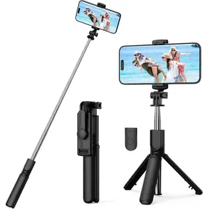 Selfie Stick Tripod, Retractable Selfie Stick Tripod with Wireless Remote Control, for Photograph, Live Streaming, Video Recording, Compatible with Android, iPhone and More