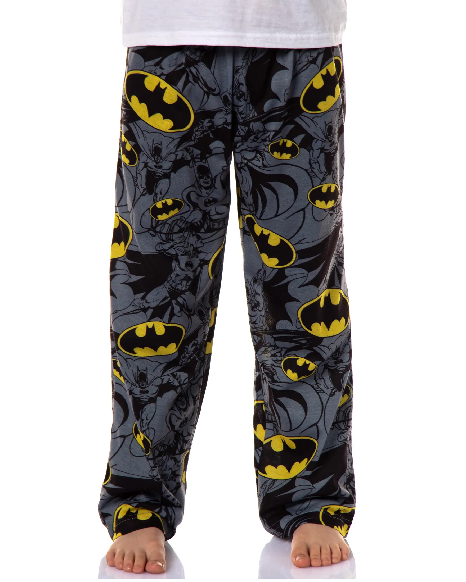 DC Comics Batman Bat Signal Symbol Boys' Logo Character Design Allover Print Kids Lounge Pajama Pants