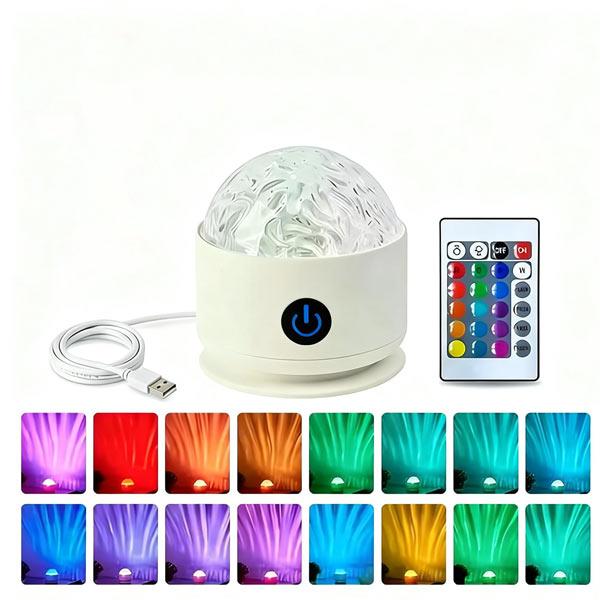 3-in-1 LED Aurora Starry Projector Lamp - Remote, Rechargeable, 16 Color Changing, USB-Powered, Space-Themed with Aurora, Water Ripple & Sky Effects, Bedroom, Gaming Room Ambient Decorative Light