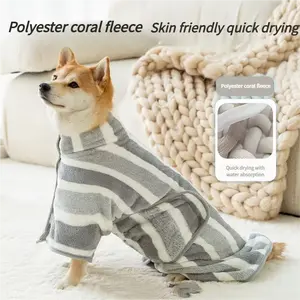 Super Absorbent Dog Bathrobe & Drying Towel, Adjustable Pet Bath Robe in S M L Sizes, Quick-Dry Wearable Towel for Small, Medium, Large Dogs After Washing & Grooming