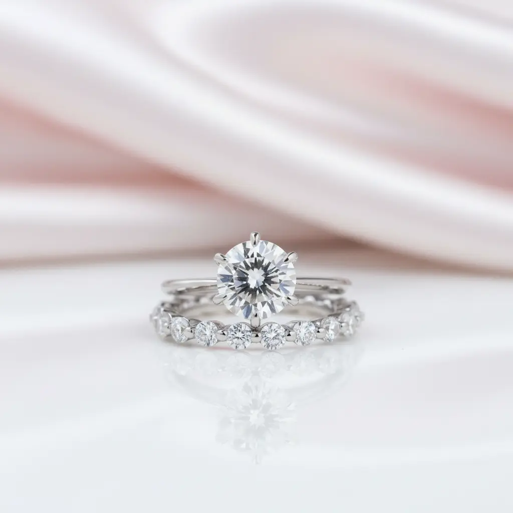 Round Cut 2ct Engagement and Wedding Ring Set