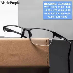 Square Reading Glasses Ultralight Half Frame Presbyopic Eyeglasses Men Women +0.25 0.5 0.75 1 1.25 1.5 1.75 2 2.25 2.5 2.75 3.0