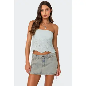 Scalloped Eyelet Tube Top