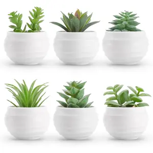 Set of 6 Succulents Plants Artificial in Pots Small Fake Plants for Bedroom Aesthetic Living Room Office Shelf Bathroom Decor
