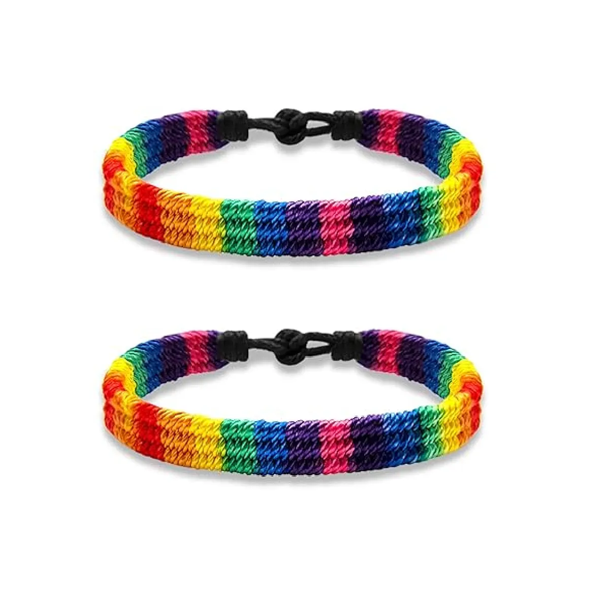Rainbow Pride Handmade Braided Friendship String Bracelet - Adjustable-Size Fashion Costume Jewelry Wristband
