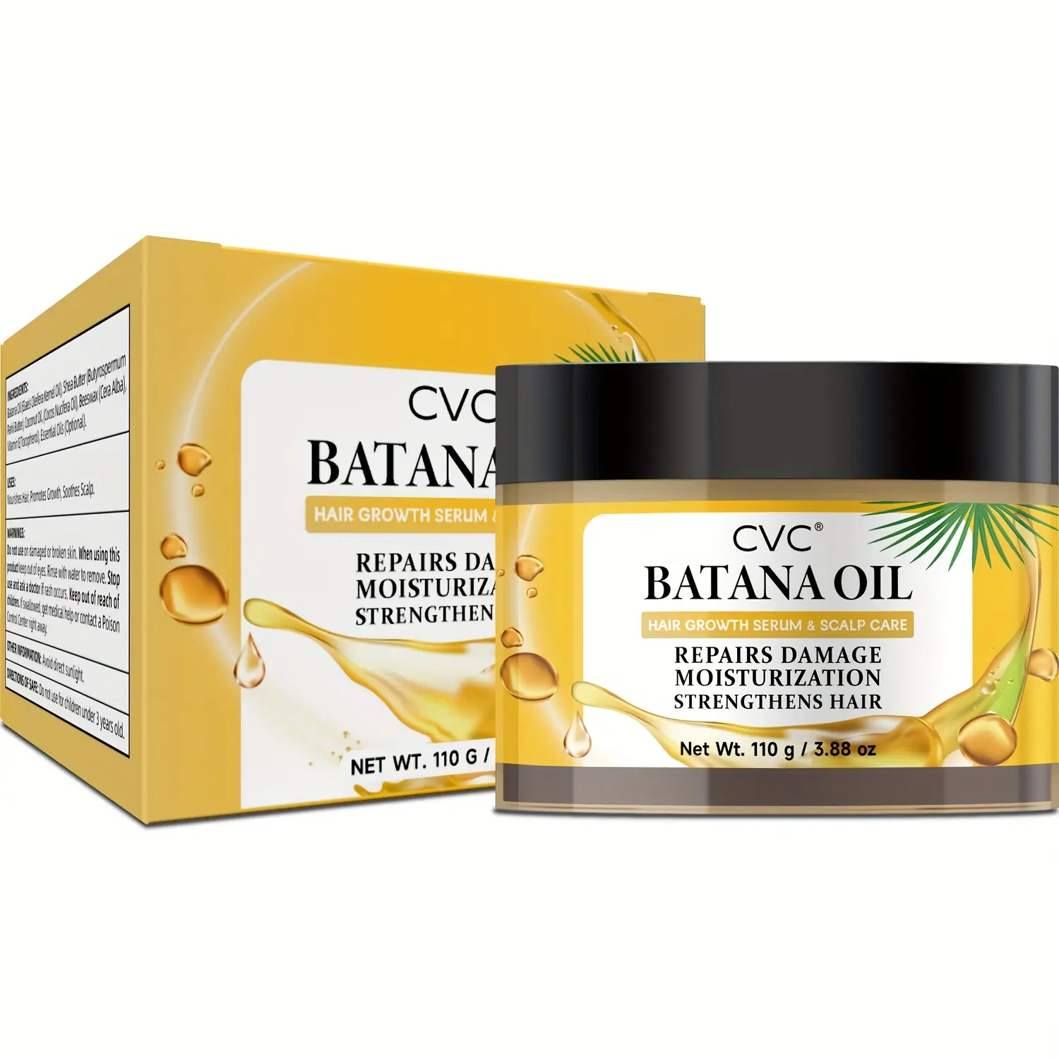 Batana Oil Mask for Thinning Hair, "Liquid Gold" Haircare Treatment for Growth, Deep Repair, and Frizz Control, 3.88 oz, Hair Solution, Natural Hair Growth