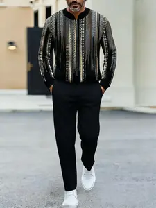 Men's Casual Tracksuit, Effortless Street Style Menswear Clothing Set
