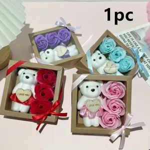 Realistic Rose Gift Box, Soap Flower Present for Wife and Mom, Wedding Gift, Perfect Anniversary Valentine's Day Christmas Gift, Decorative Gift, Home Decor Accent Ornament
