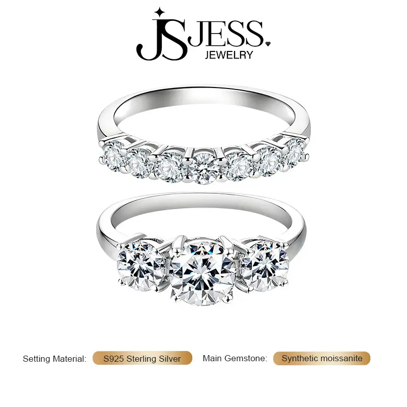 【Stackable Ring Set】2.7Carat Round Moissanite Engagement Ring Set,S925 Sterling Silver Jewelry, D Color VVS  Luxury Crown Design Wedding Engagement for Women