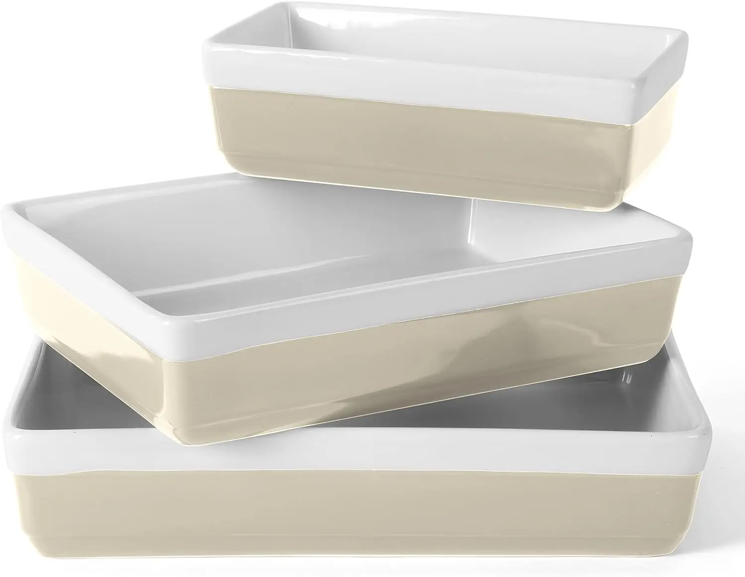 MARTHA STEWART 3-Piece Grey Stoneware Bakeware Set - Oven-to-Table Baking Dish, Casserole - Durable, Oven-Safe for Baking, Serving
