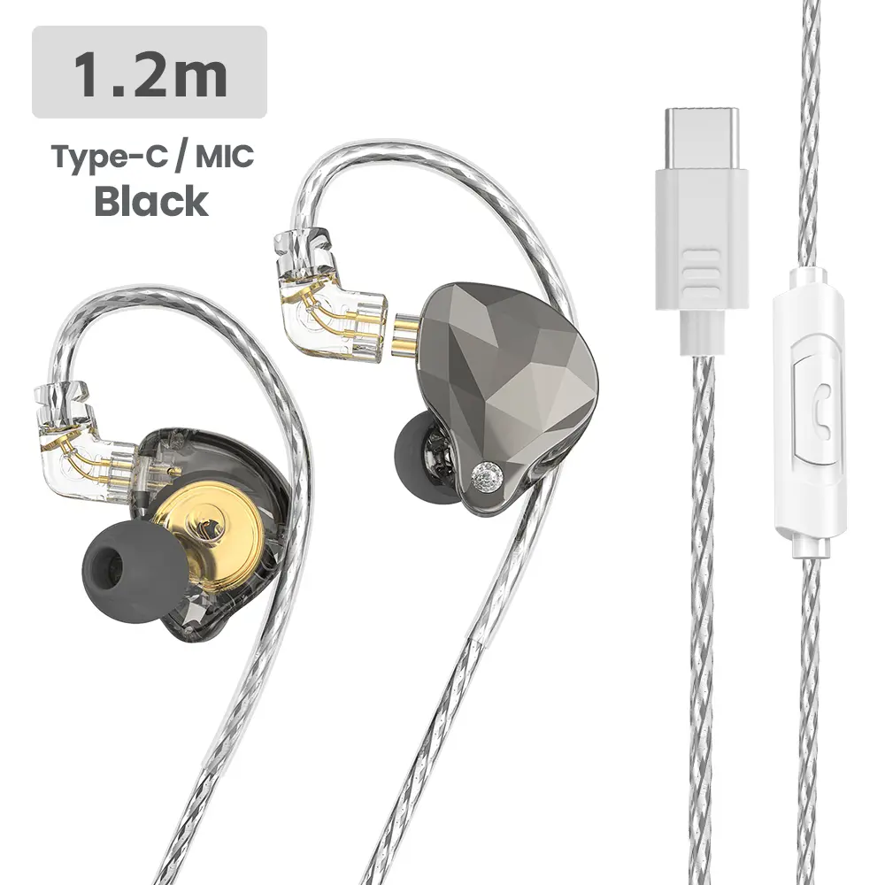 BlueWow X4 PRO Wired In-Ear Headset - 11mm Driver HiFi Stereo Sound, USB-C Connectivity, Detachable In-Ear Hook, Noise Cancellation, Comfortable Fit, Wired Earphones, Not Water Resistant, for Music Lovers, Compatible with Cellphones, Tablets, Desktops