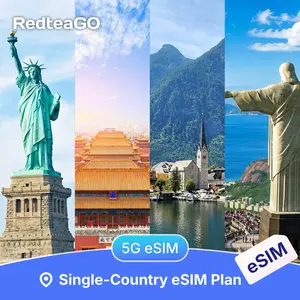 RedteaGO Global Single Country eSIM Unlimited Data 5G International Travel SIM USA Canada Mexico Europe Japan Korea China Thailand Singapore Instant QR Code