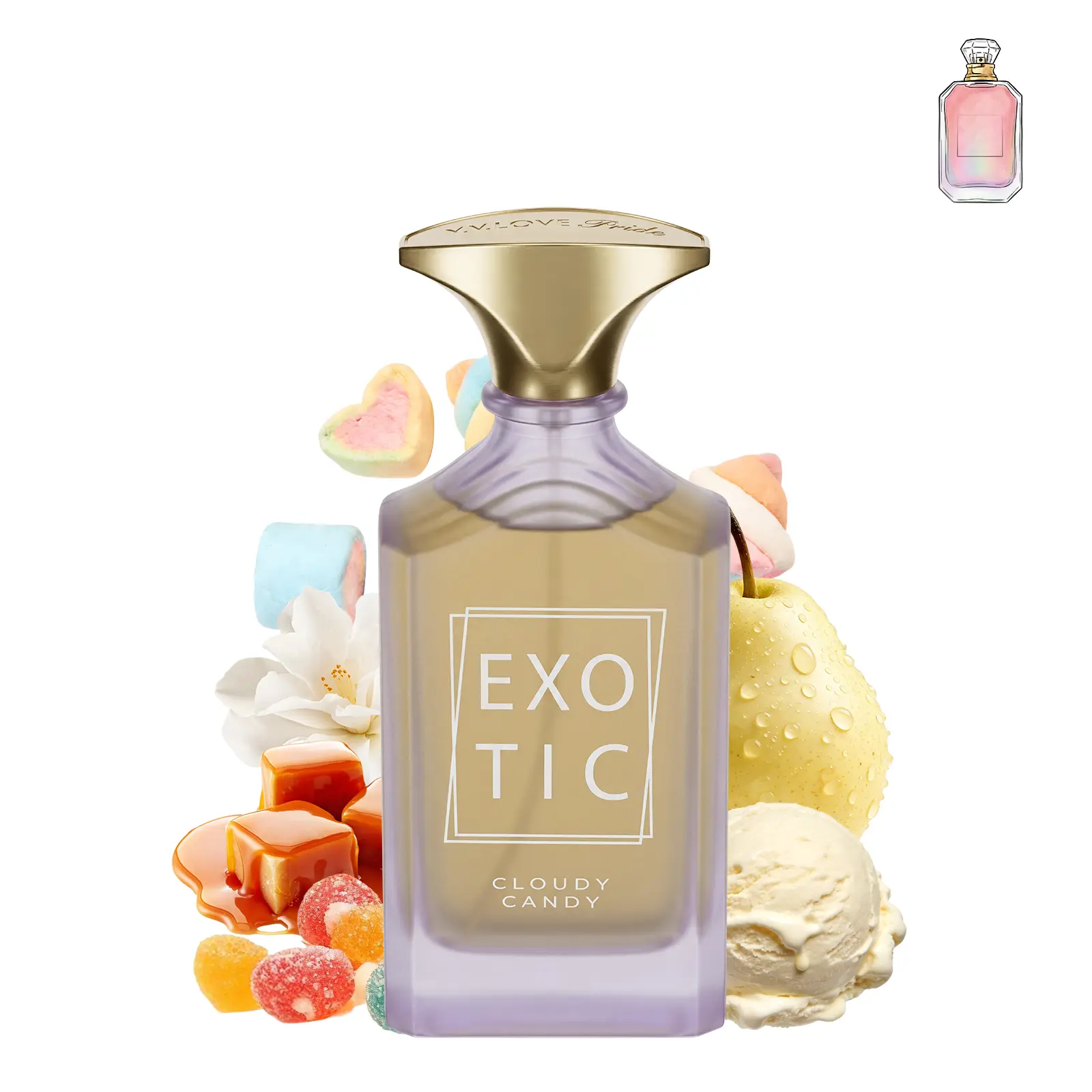 CLOUDY CANDY | Warm Sweet Gourmand | EDP Luxury Perfume 100ml | Candied Pear,Rock Sugar,Bubble Gum & Vanilla Cream | Date Night,Party,Weekend Outing