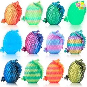 12 Pcs 3D Printed Dragon Eggs with Colorful Dragon Inside, Magic Articulated Toys, Basket Stuffers for Boys & Girls, Easter Theme Party Favors, Easter Egg Hunt, Classroom Prize Supplies Gifts