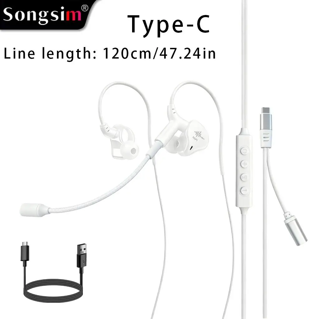 Songsim K8 Lightning Live Streaming Headset with Boom Microphone, In-Ear Monitoring, Bluetooth Music Support, 4-Key Inline Control and Charging Port for Karaoke, Recording and Gaming Chat
