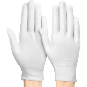 4 Pairs White Gloves for Women and Men, Thinck Premium Cotton Gloves for Dry Hands Sleeping, Eczema Spa Moisturizing Overnight, Work Gloves for Coin Jewelry Service