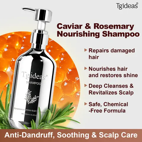 Tgideas Caviar & Rosemary Shampoo - Nourishing Haircare Cleanser, Volumizing for Oily Hair, Boosts Daily Shine, Smoothness & Softness, Complementary Conditioner,back to school