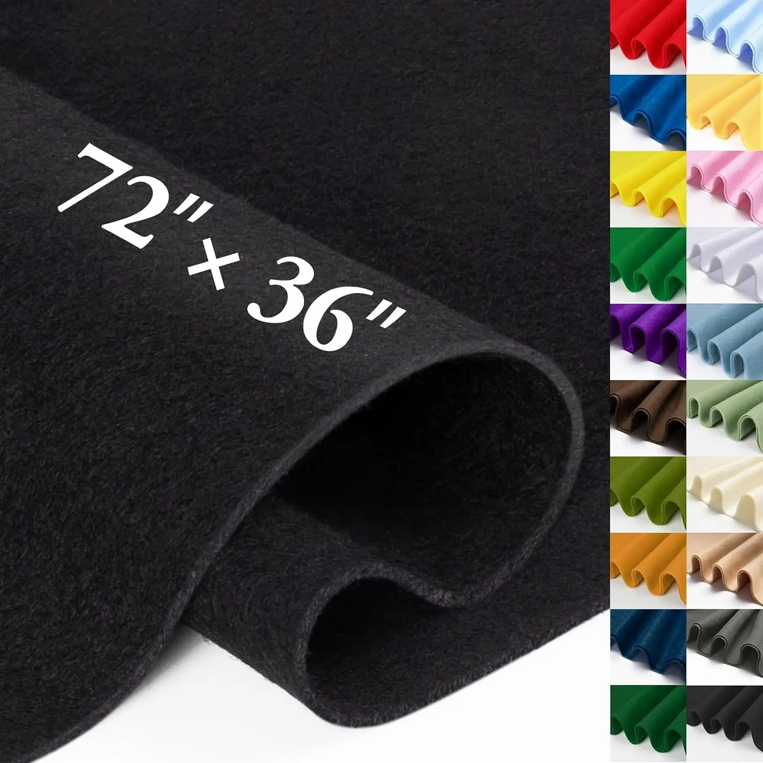 Black Fabric Sheet 72" X 36", 1.4mm Thick Large Soft Durable Flexible Craft Felt by The Yard, Nonwoven Fabric for DIY Sewing, Arts and Crafts, Decoration Projects