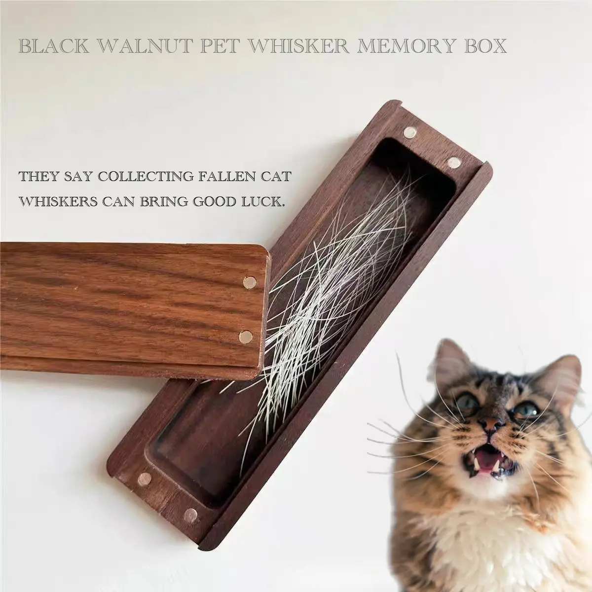 Pet Whisker Keepsake Box – Solid Wood Memory Holder for Cat Whiskers & Dog Fur, Personalized Pet Memorial Gift tiktokshopspringglowup,summervibes