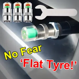 8PCS Cars Tire Pressure Monitor 3 color alert indicator tire valve tool with Spanner