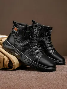 Men's High-Top Casual Lace Up Boots, Soft Elastic Grip Sole, Skin-Friendly Inner Lining, Comfortable Outer Material, Perfect for Daily Wear & Friend Gatherings