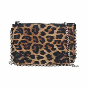 Women's Leopard Print Crossbody Bag - Chain Shoulder Purse with Zipper Closure, Lightweight Fashion Clutch for Casual & Party Wear