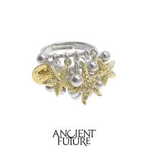 Ancient Future Starfish Ring Handmade Artisan Finish & Coastal Shell Accent Ocean Inspired Aesthetic Jewelry Sustainable Statement Ring TikTok Viral Nature Core Gift for Women