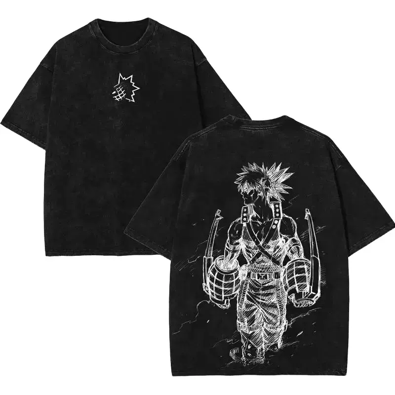 Retro Vintage Limited Bakugo Ver2 - My Hero Acedemia Anime Double Printed  Washed Tee Unisex Oversize Anime Manga Acid Washed Lightweight Cotton T-Shirt, Anime Lover Clothes Menswear