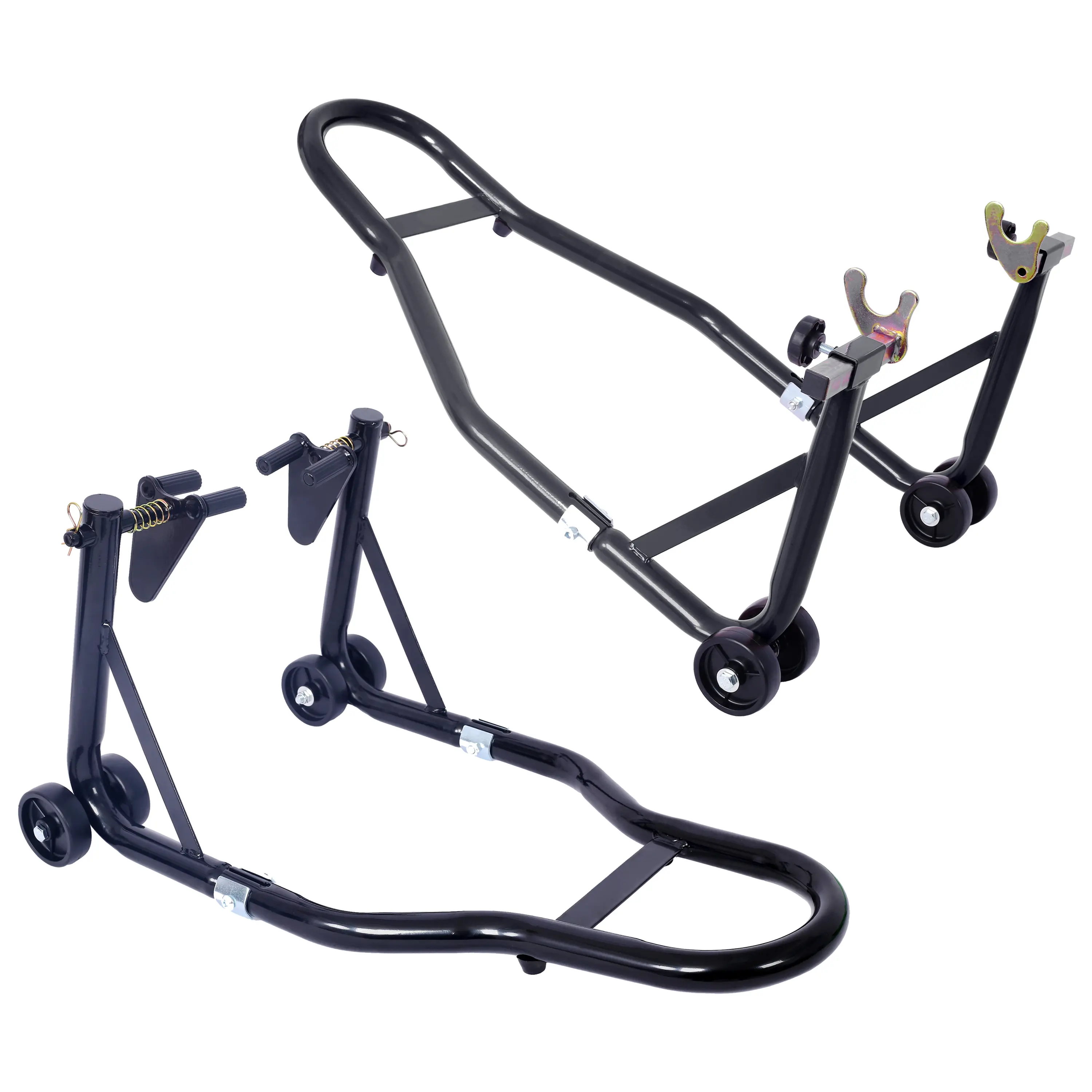 1000LB Motorcycle Stand Lift - Front & Rear Wheel Swingarm Paddock Stands, Adjustable Brackets, Durable Protection Pads, Triangle Structure - Compatible with Yamaha, Honda, BMW, Kawasaki, Suzuki - Black