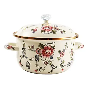 Large-Capacity Enamel Pot with Lid | Multi-Purpose Cookware for Soup, Noodles & Stews | Dual Handles | Non-Toxic Material | Easy to Clean,Household Kitchen Gadgets,kitchen accessories, Easy-Clean,Multifunctional, Birthday Gift Idea