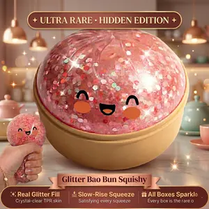 Viral Dumpling Squishy Mystery Blind Box ULTRA RARE Red Glitter Hidden Edition | Dumpling Squishies Squishy Dumpling Slow Rise Stress Relief Fidget Toy Soft TPR Squeeze Ball Sensory ASMR Gift Adults Teens Simulated  butter   stretchable giant