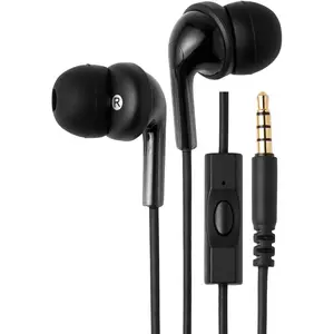 3.5mm Jack Wired Earbuds with Microphone, In Ear Headphones, 4.2 ft long cable, S/M/L Ear Tips, Black