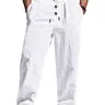 Men's Linen Long Pants, Breathable Casual Trousers, Lightweight Casual Design, Elastic Waistband, Casual Solid Drawstring, Perfect for Outdoor & Beach Use, Summer Bottoms