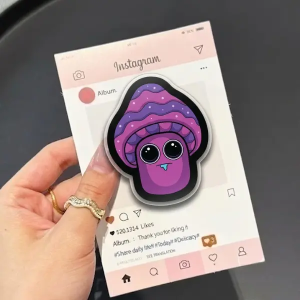 Trippy Mushroom with MagSafe Phone Grip, Horror Aesthetic Magnetic Phone Holder, Kawaii Scary Fan Gift , Kindle Accessories sticky Baby mount Library Card Flower-Shaped Multi-Functional Stand Universal Car Double-Sided Octo Adjustable Portable