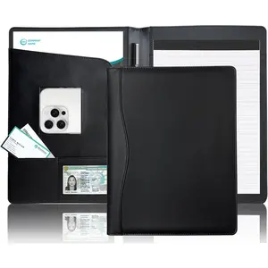 Leather Padfolio Portfolio Organizer Folder Legal Pad Holder Clipboard Notepad with Cover Fits Letter Size A4 Writing Pad for Business School Office Use