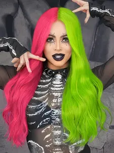 Two Tone Wig, Long Curly Wavy Cosplay Wig, Synthetic Heat Resistant Wig, Fashionable Wig for Women & Girls, Synthetic Fiber Wig, Wavy Synthetic Wigs, Fun Wigs, Party Wigs
