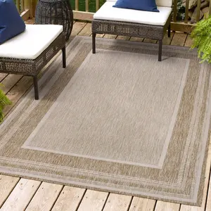 JONATHAN Y Beckett Classic Casual Border Stripe Indoor/Outdoor Area Rug; for Living Room, Kitchen, Bedroom, Dining Room, Patio, Porch, Backyard