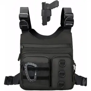 Outdoor Chest Bag for Men, Lightweight Running Vest with Water Bottle Pocket, EDC Chest Pack for Hiking, Cycling
