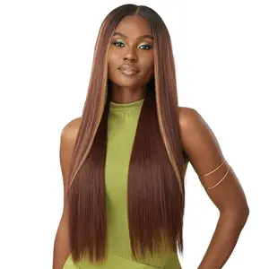 Outre Glueless 6x5 Pre-Cut Lace Closure Wig - HHB-SLEEK YAKI 30" - 100% Human Hair Blend